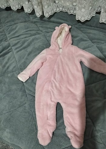 Kürklü Pembe Bebek Kız Tulum - Görsel 3