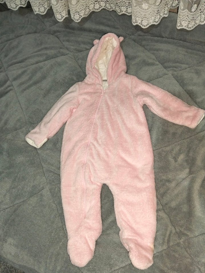 Kürklü Pembe Bebek Kız Tulum - Görsel 2