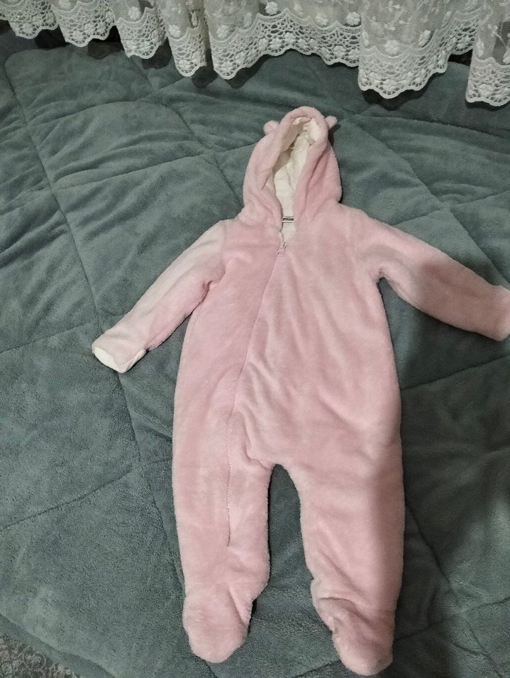 Kürklü Pembe Bebek Kız Tulum - Görsel 3