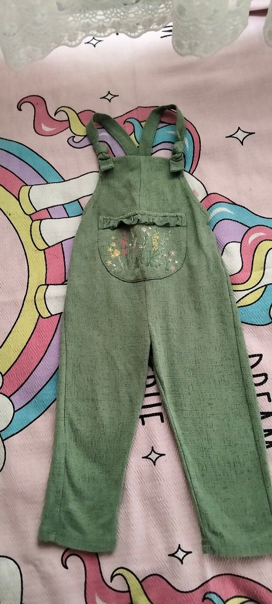 Nakışlı Örme Yeşil Kız Salopet - Görsel 2