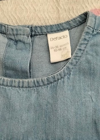 Kız Çocuk Kot Kumaş Volanlı Elbise - Görsel 3