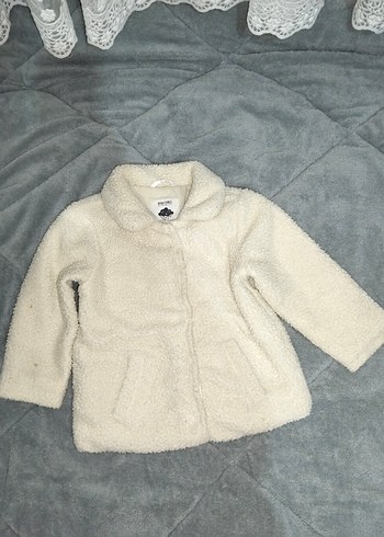 Kız Çocuk Beyaz Kürk Detaylı Ceket - Görsel 2