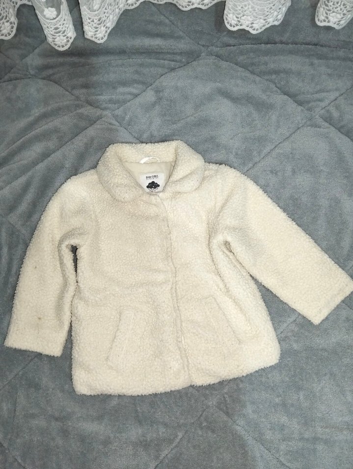 Kız Çocuk Beyaz Kürk Detaylı Ceket - Görsel 2