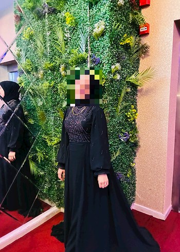 Setre Uzun Siyah Gotik Drape Detayli Abiye Elbise