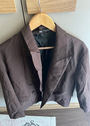 Zara Kahverengi Kisa Blazer Ceket