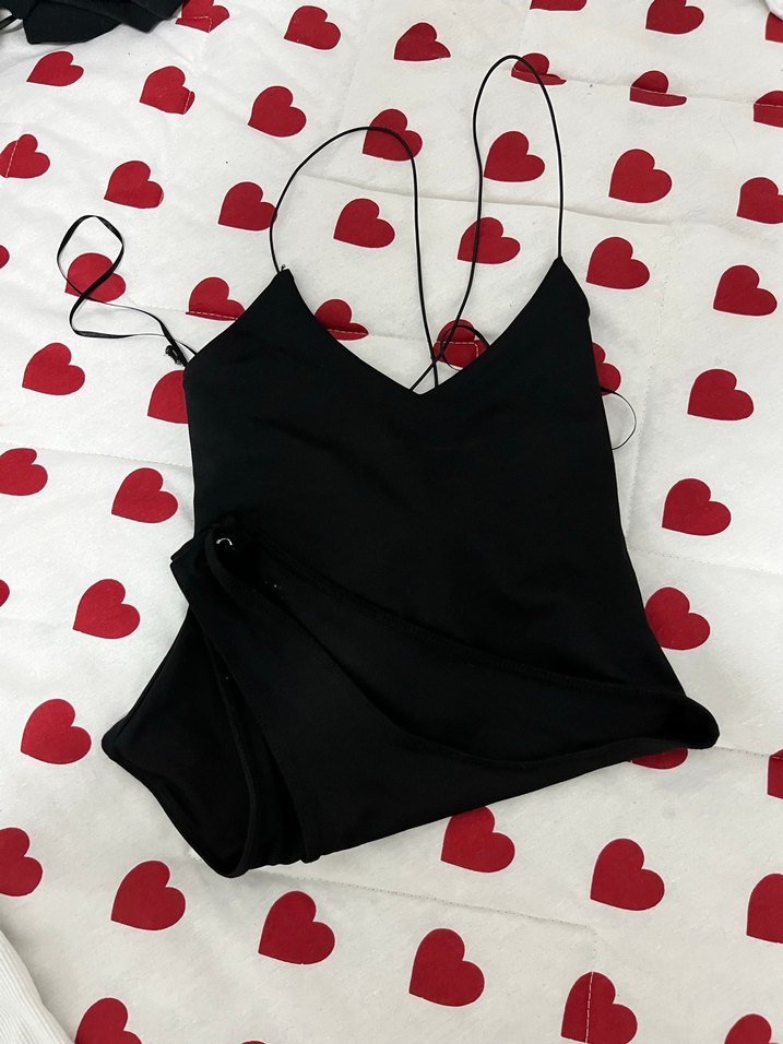 Siyah İnce Askılı Kadın Mayo - Görsel 2