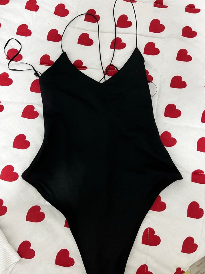 Siyah İnce Askılı Kadın Mayo - Görsel 3