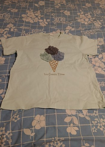 açık  mavi Baskılı Pamuk Tişört - Görsel 2