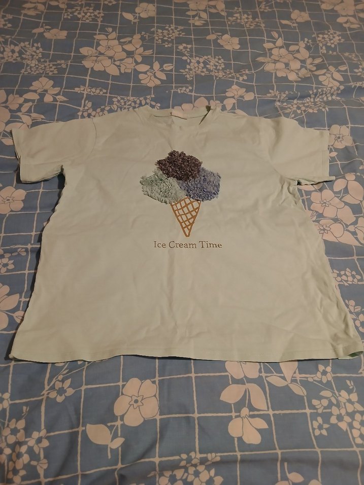 açık  mavi Baskılı Pamuk Tişört - Görsel 2