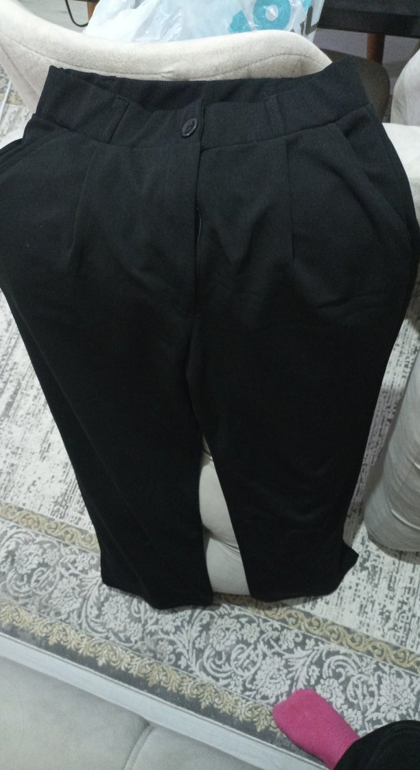 Kadın Siyah Midi Kumaş Pantolon - Görsel 5