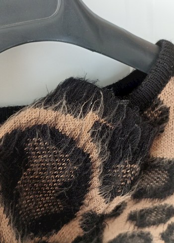 Kahverengi Leopar Desenli Kadın Hırka - Görsel 4