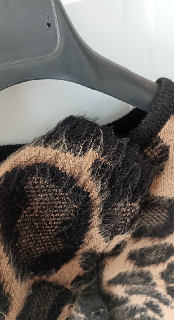 Kahverengi Leopar Desenli Kadın Hırka - Görsel 4