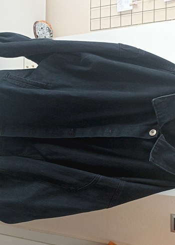 Kadın Lacivert Düğmeli Denim Ceket - Görsel 7