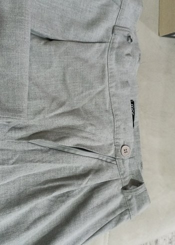 Gri Regular Fit Keten Kadın Pantolon - Görsel 3