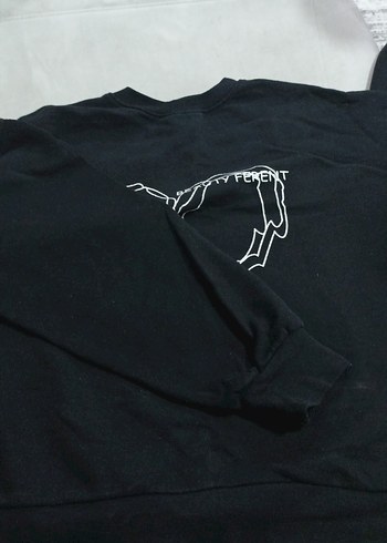 Siyah Baskılı Pamuklu Kadın Sweatshirt - Görsel 2