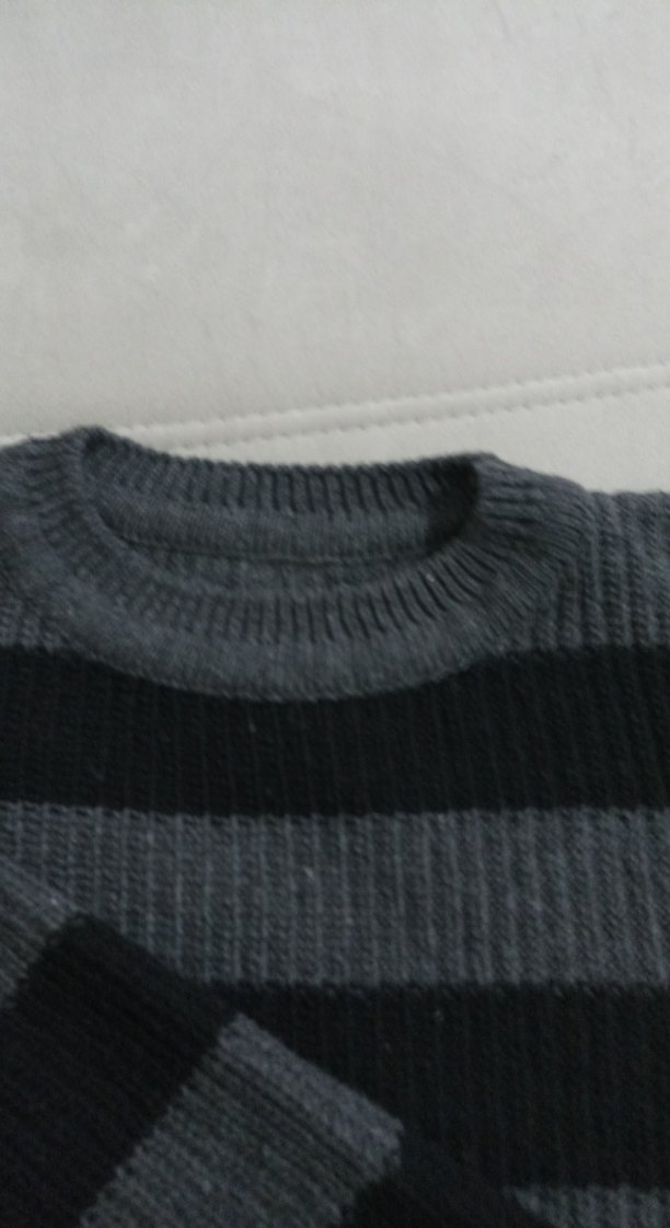 Gri Çizgili Yün Kadın Kazak - Görsel 4