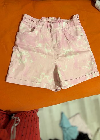 Pembe Bağlama Desenli Fırfırlı Kız Şortu - Görsel 2