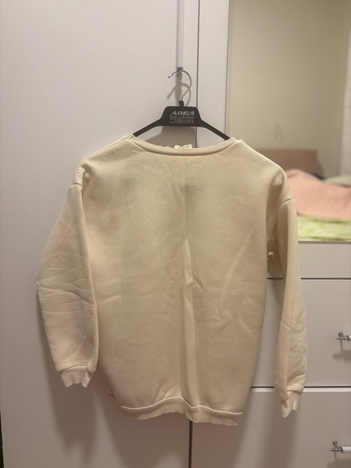 Bej Baskılı Uzun Kollu Kadın Sweatshirt - Görsel 2