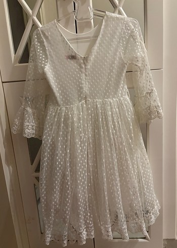 Kız Çocuk Beyaz Dantel Bohem Elbise - Görsel 2