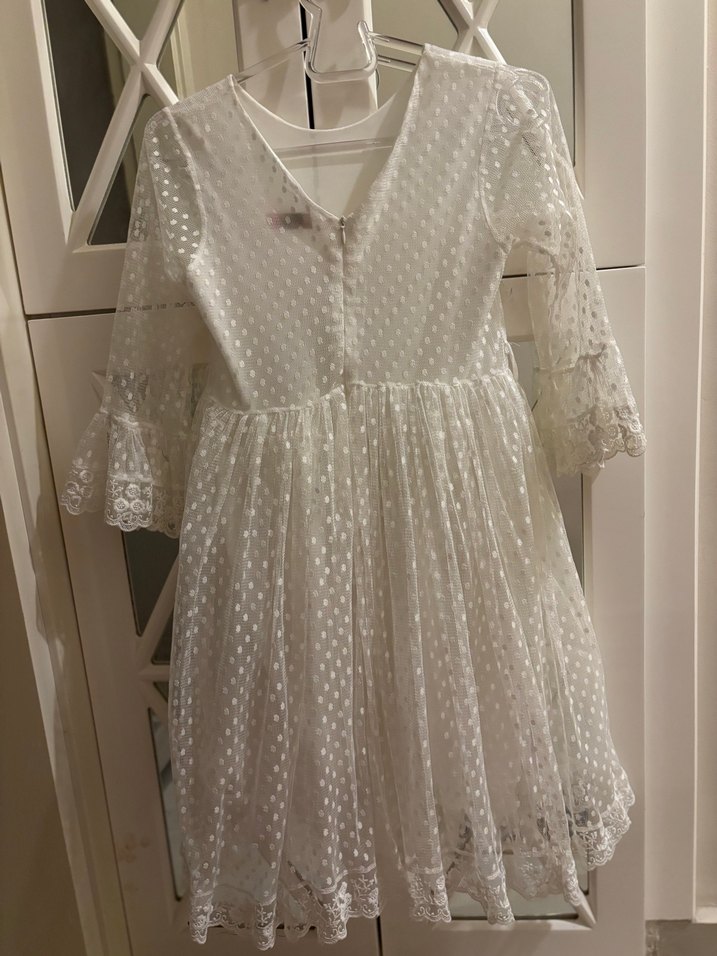 Kız Çocuk Beyaz Dantel Bohem Elbise - Görsel 2