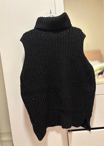 Siyah Kadın Balıkçı Yaka Triko Süveter boldur kol kısmı geniş - Görsel 2