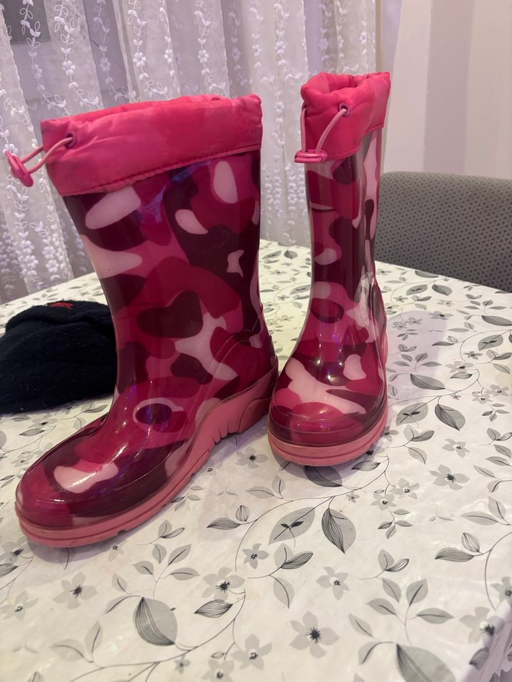 Kız Çocuk Pembe Kamuflaj Desenli Lastik Bot çizme - Görsel 3