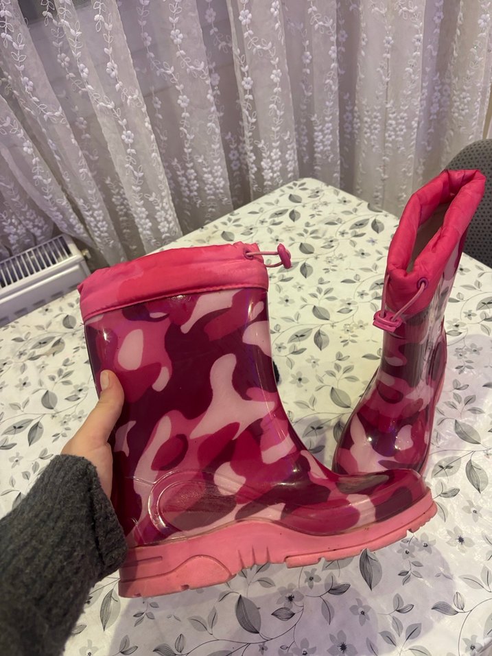 Kız Çocuk Pembe Kamuflaj Desenli Lastik Bot çizme - Görsel 2