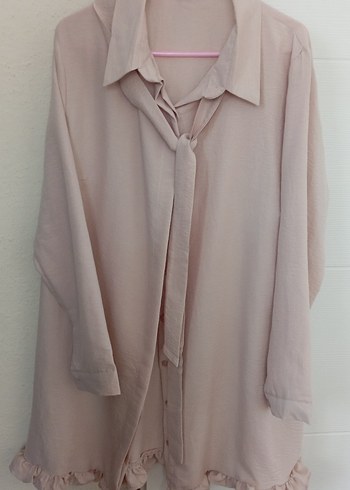 Bej Kadın Uzun Kollu Keten Gömlek - Görsel 3