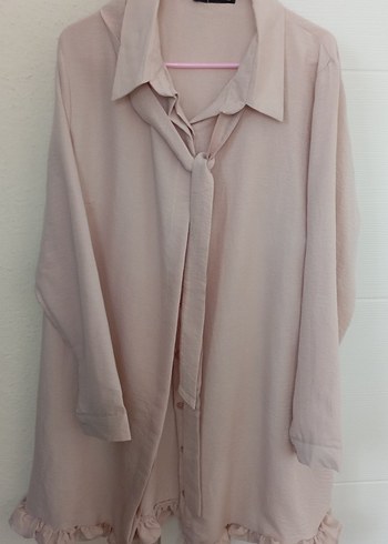 Bej Kadın Uzun Kollu Keten Gömlek - Görsel 5