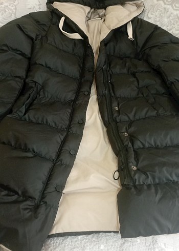 Siyah Kapüşonlu Uzun Kadın Kış Montu - Görsel 3