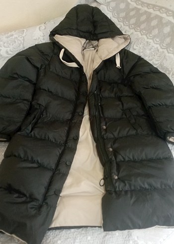 Siyah Kapüşonlu Uzun Kadın Kış Montu - Görsel 4