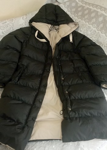 Siyah Kapüşonlu Uzun Kadın Kış Montu - Görsel 5