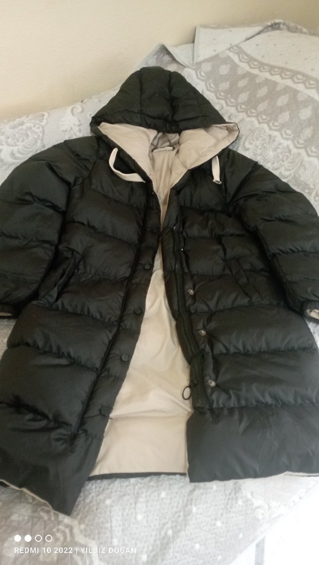 Siyah Kapüşonlu Uzun Kadın Kış Montu - Görsel 4