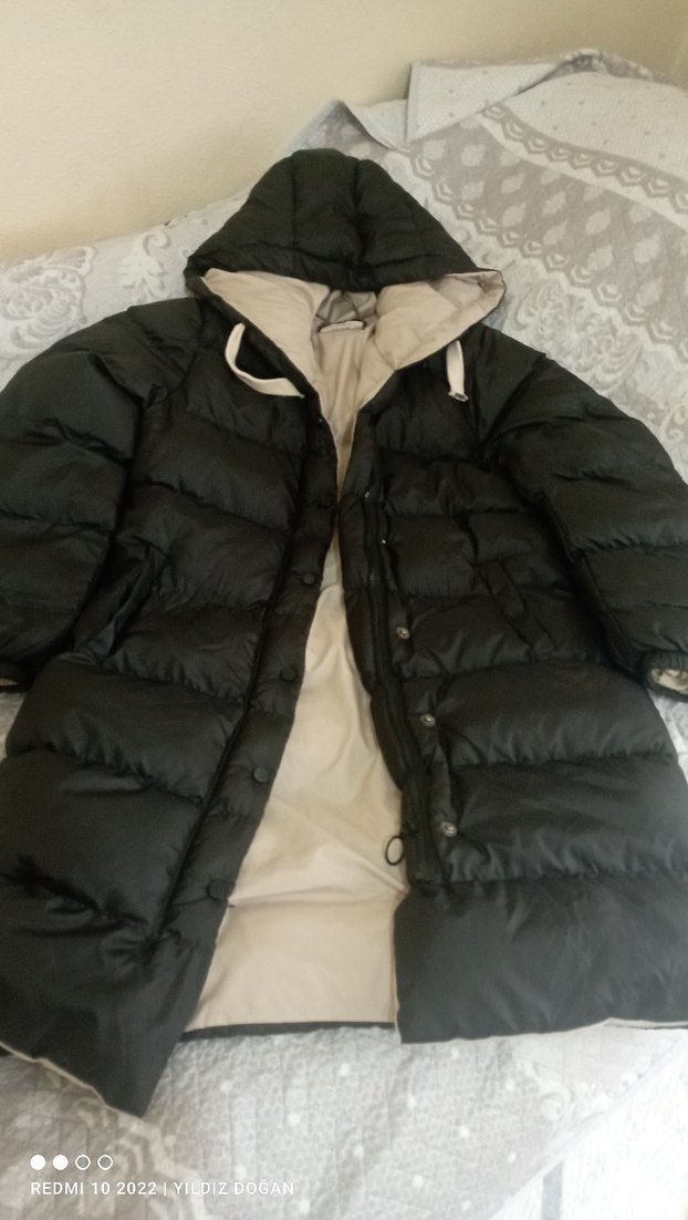 Siyah Kapüşonlu Uzun Kadın Kış Montu - Görsel 5