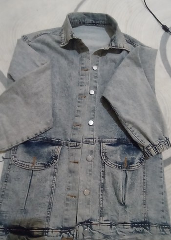 Gri Düğmeli Kadın Denim Ceket - Görsel 2