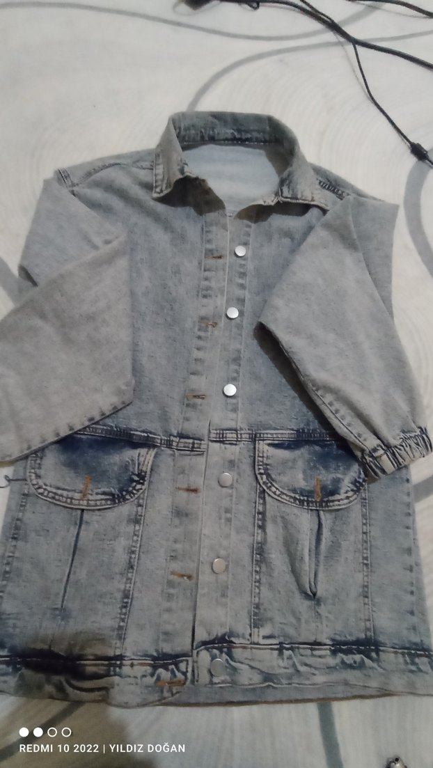 Gri Düğmeli Kadın Denim Ceket - Görsel 2