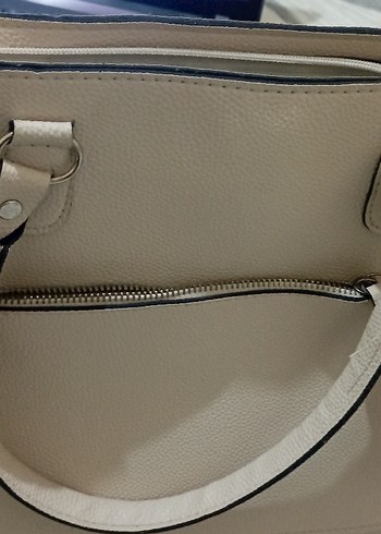 Bej Deri Kadın Çanta Yılan Desenli - Görsel 2