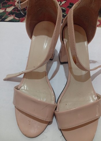 Bej Kadın Topuklu Sandalet 38 numara pudra - Görsel 3