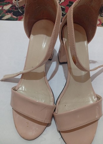 Bej Kadın Topuklu Sandalet 38 numara pudra - Görsel 6