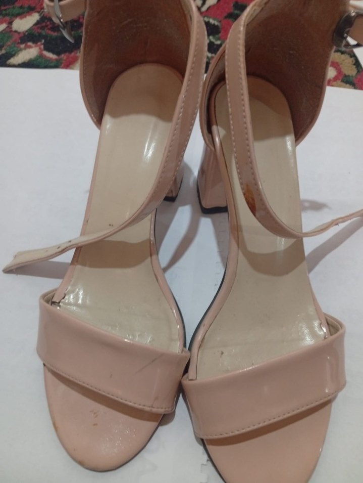 Bej Kadın Topuklu Sandalet 38 numara pudra - Görsel 5