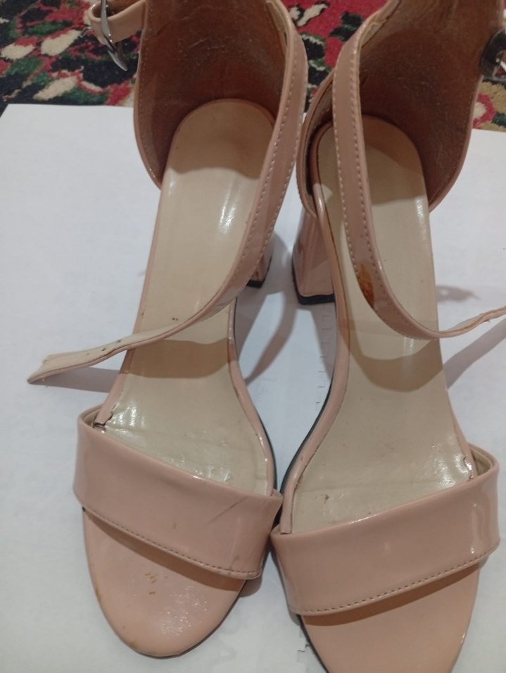 Bej Kadın Topuklu Sandalet 38 numara pudra - Görsel 3