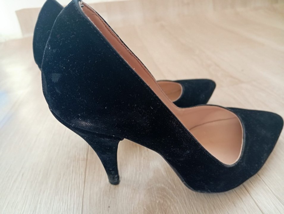 Siyah Süet Stiletto Topuklu Kadın Ayakkabı 38 numara - Görsel 3