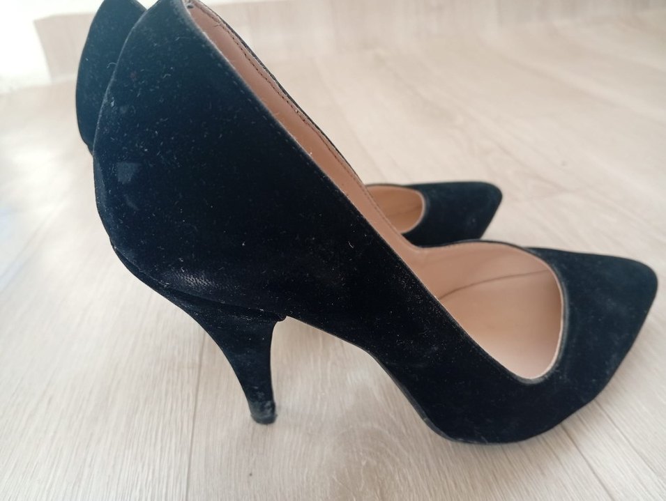 Siyah Süet Stiletto Topuklu Kadın Ayakkabı 38 numara - Görsel 5