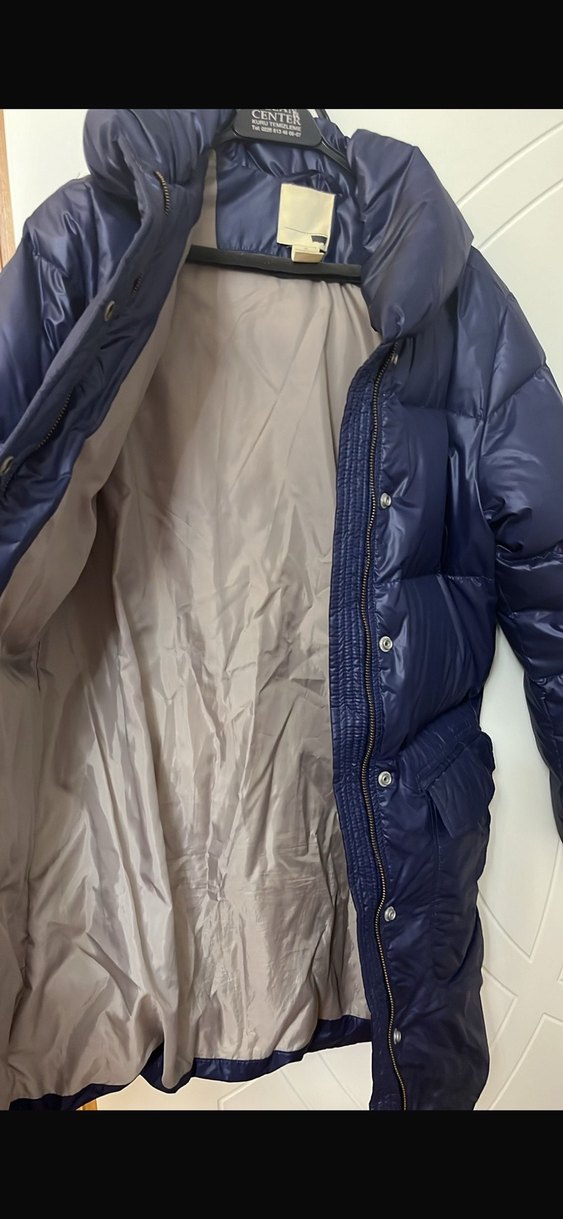 Düğmeli Lacivert Kadın Uzun Kışlık Mont - Görsel 3