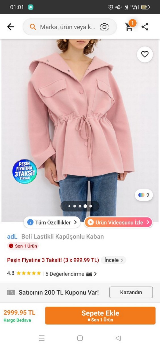 adil ışık Beli Lastikli Midi Kaban - Görsel 5