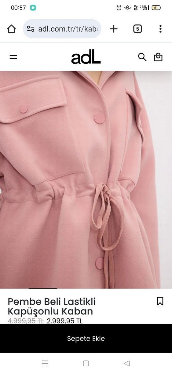 adil ışık Beli Lastikli Midi Kaban - Görsel 2