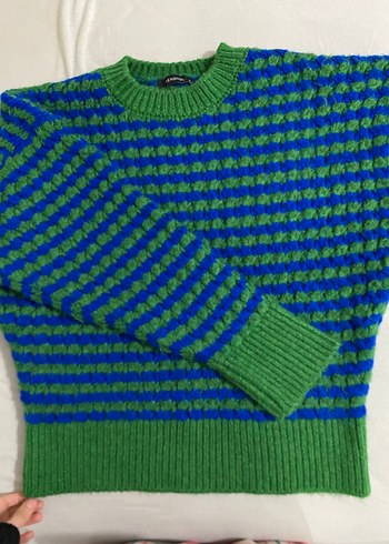 Renkli Örgü Kadın Kazak - Görsel 2