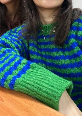 Renkli Örgü Kadın Kazak - Görsel 6