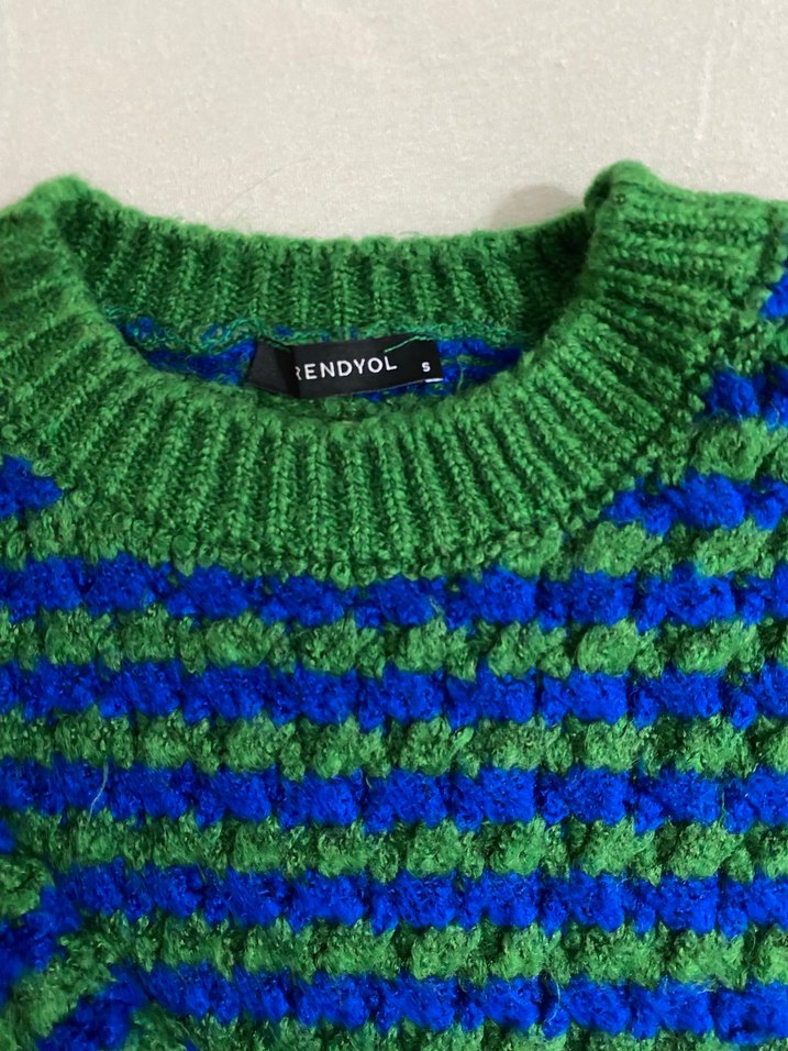 Renkli Örgü Kadın Kazak - Görsel 3