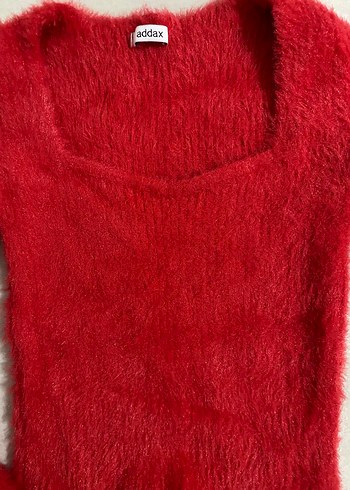 Kırmızı Kadın Triko Uzun Kollu Kazak - Görsel 2